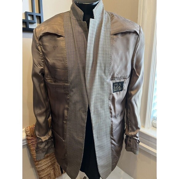 Jos A Banks Signature Gold Sports Coat Mens 39R Houndstooth Silk Wool Old Money - Picture 11 of 16